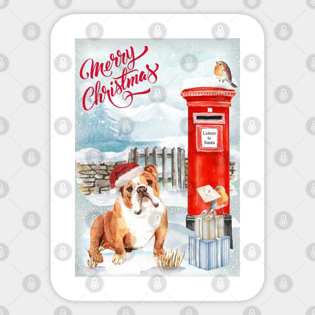 English Bulldog Merry Christmas Santa Dog Sticker by Puppy Eyes